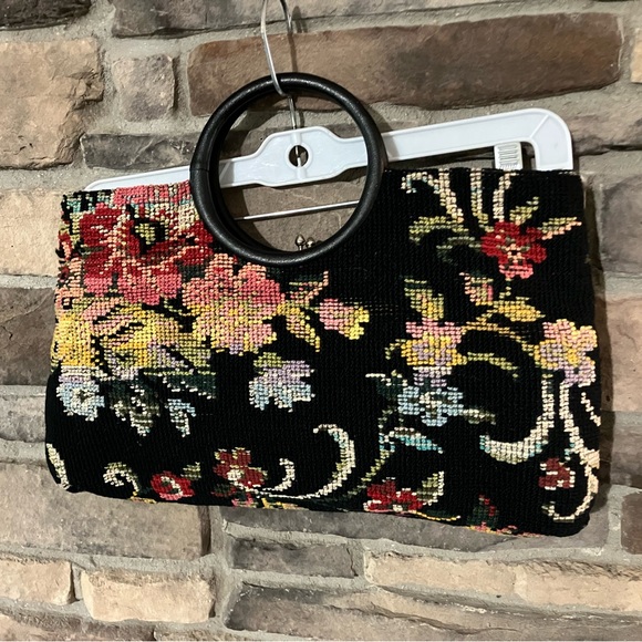 Floral Vintage Embroidered JR Women's Bag with Black Handle - Picture 2 of 7
